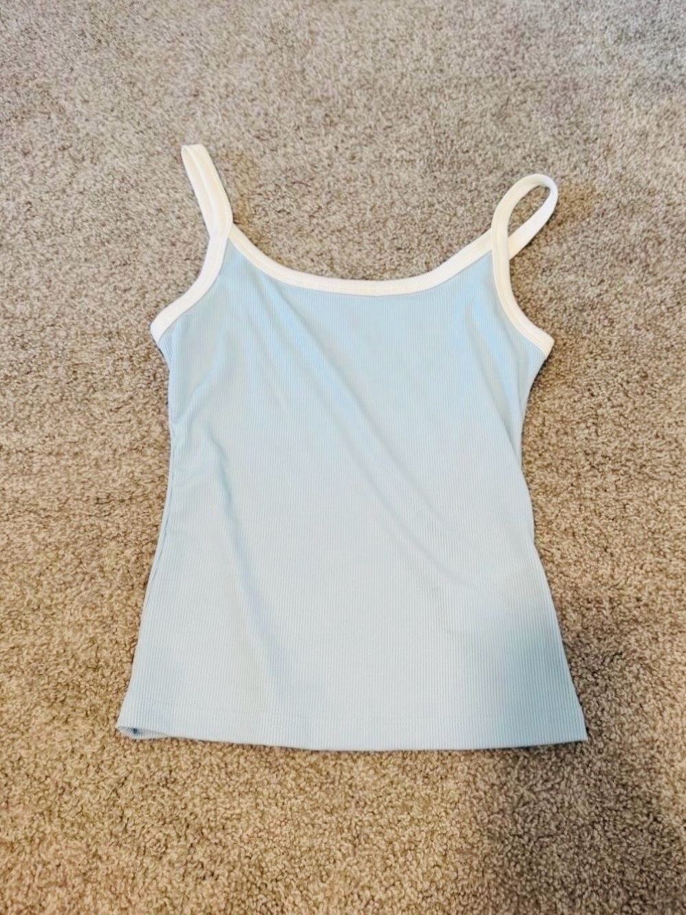 SHEIN Light Blue Ribbed Camisole with White Trim NEVER WORN